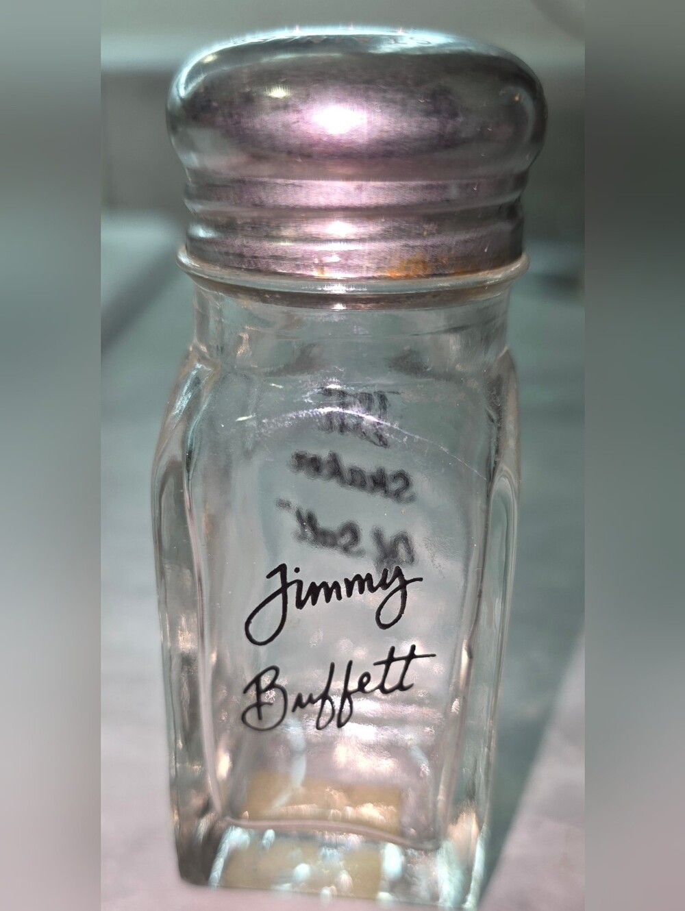 Jimmy Buffet "Last Shaker Of Salt" Glass Salt Shaker with Stainless Steel Lid